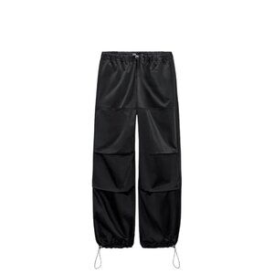 COPY - ZARA SATIN EFFECT PARACHUTE PANTS BLACK SIZE XS | 4661/407